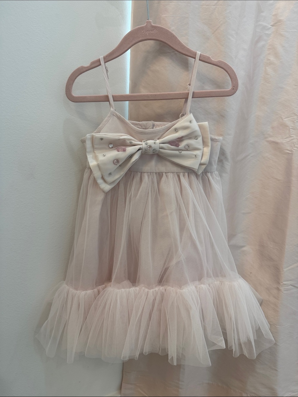 Tutu Du Monde Pale Pink and Ivory Tulle Dress with Embellished Bow
